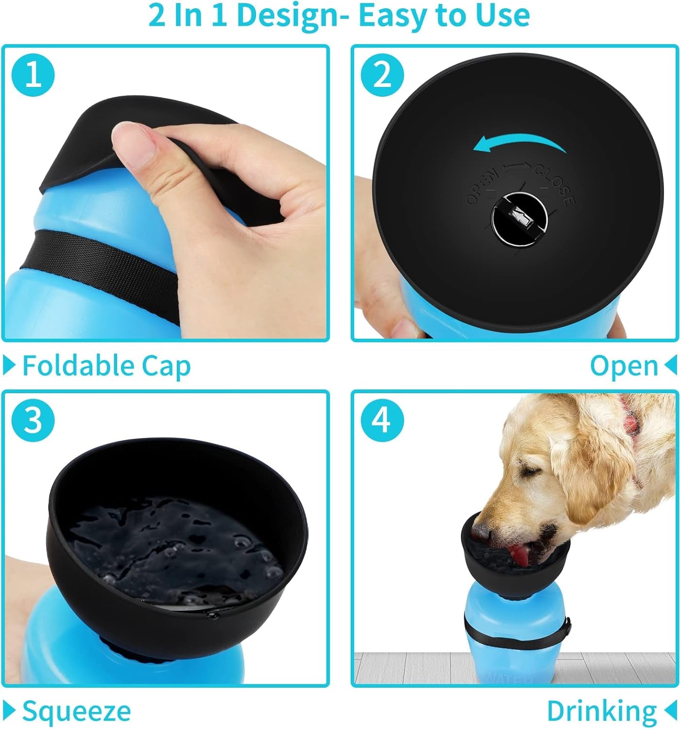 Portable Dog Water Bottle and Bowl Dispenser for Outdoor Activities - Leak Proof and BPA Free Hydration Solution for Dogs