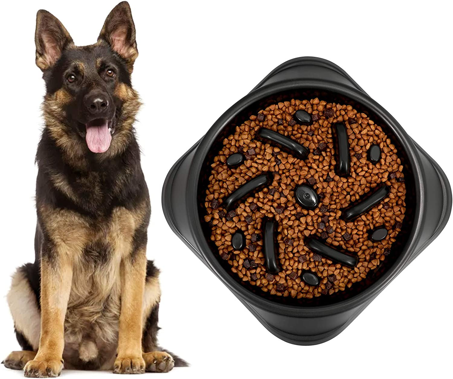Large Interactive Slow Feeder Dog Bowl for Large Breeds - Anti-Choking and Bloat Prevention Design