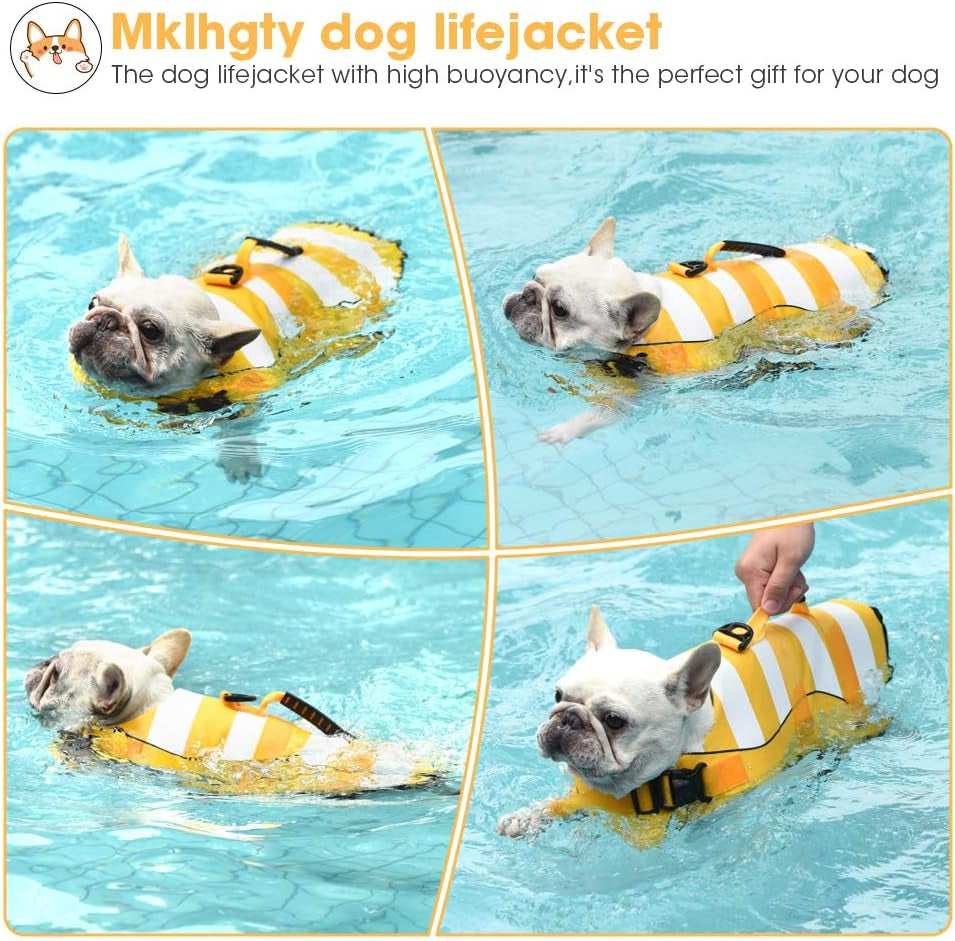 Dog Life Jacket - Durable Ripstop Safety Vest for Swimming with Enhanced Buoyancy and Rescue Handle, Adjustable Pet Life Preserver for Small, Medium, and Large Dogs
