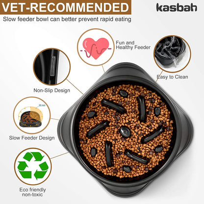 Large Interactive Slow Feeder Dog Bowl for Large Breeds - Anti-Choking and Bloat Prevention Design