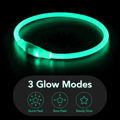 USB Rechargeable LED Dog Collar - Glow-in-the-Dark Safety Collar for Large, Medium, and Small Dogs (Cyan)