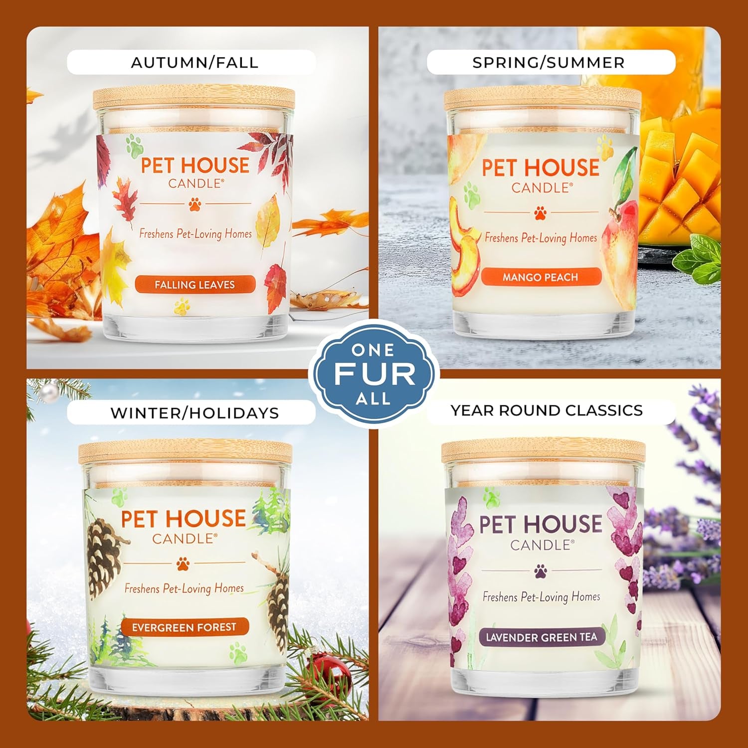 Pet House Pumpkin Spice Scented Candles - Long-Lasting, Clean-Burning Soy Wax, 2 Pack for Pet Odor Control