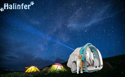 Cat Travel Backpack with Fan, Suitable for Pets up to 12 lbs, Space Capsule Design with Clear Bubble Window, Green