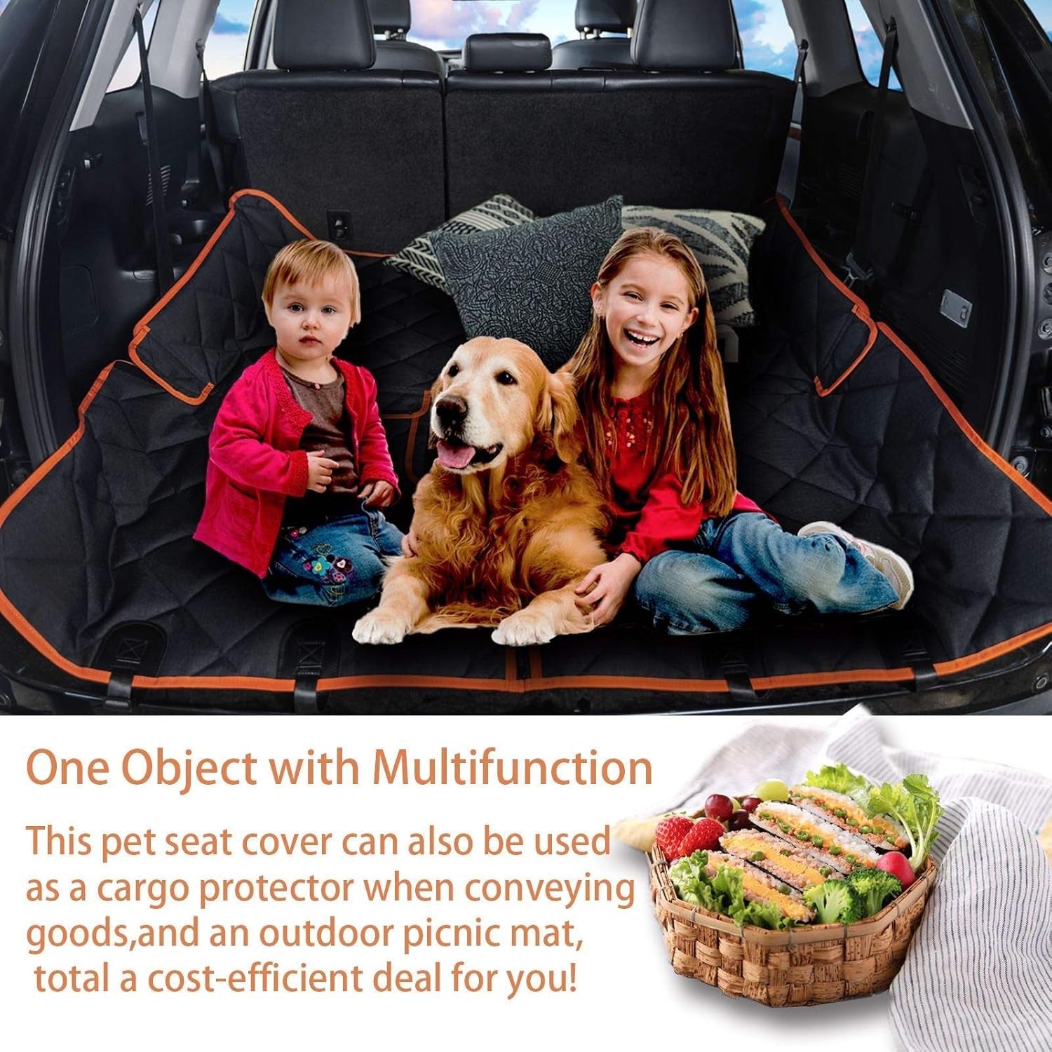 Heavy-Duty Waterproof Car Seat Protector, 52” x 50” - Ideal for Family Cars and SUVs, Scratch-Resistant Non-Slip Dog Seat Cover for Back Seats