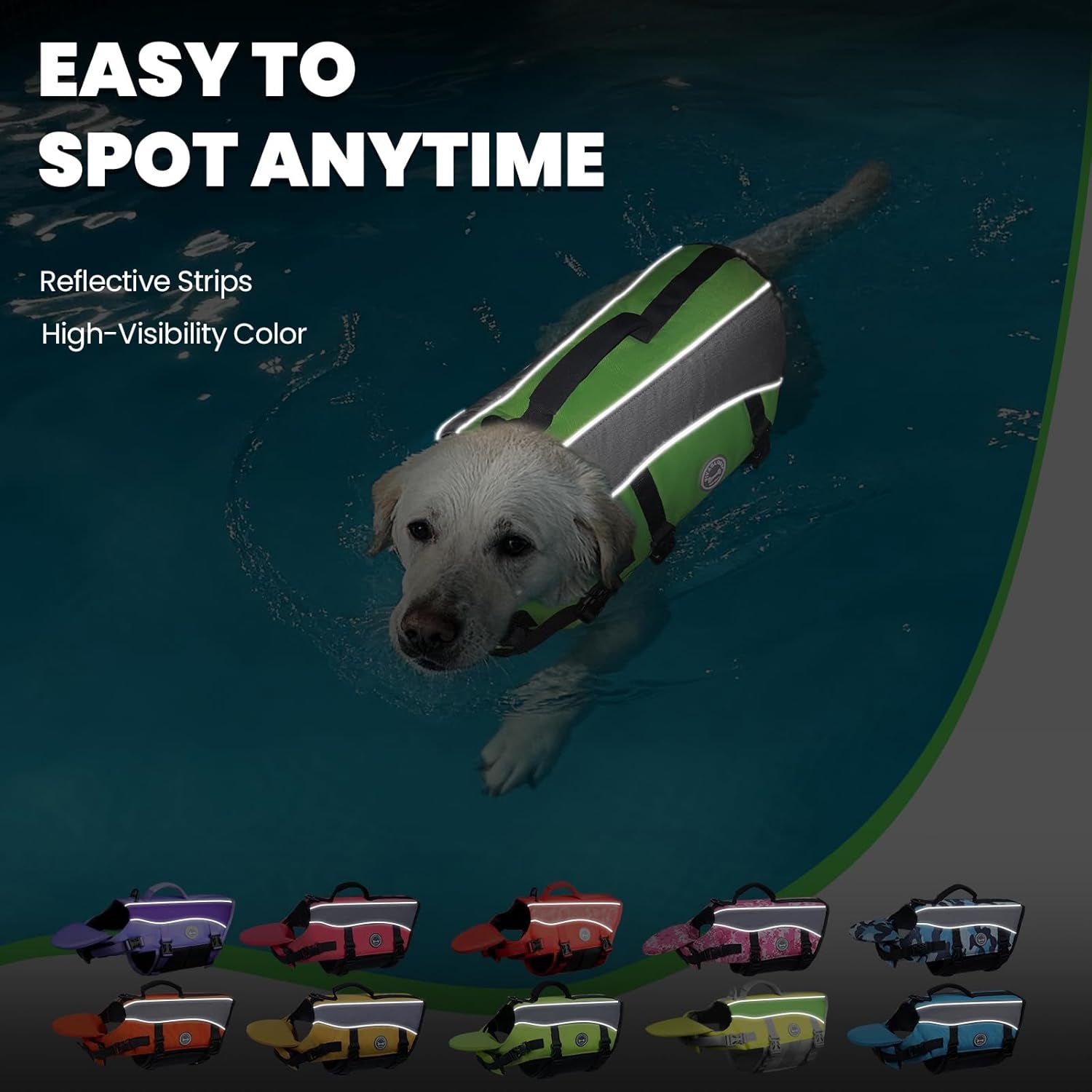Front Float Dog Life Vest - Premium Life Jacket for Swimming and Boating with Chin Float and Handle, Ripstop Material and Enhanced Buoyancy for Puppies, Size S, Bright Green