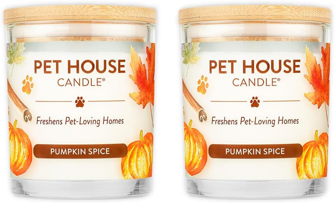Pet House Pumpkin Spice Scented Candles - Long-Lasting, Clean-Burning Soy Wax, 2 Pack for Pet Odor Control