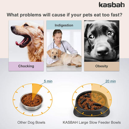 Large Interactive Slow Feeder Dog Bowl for Large Breeds - Anti-Choking and Bloat Prevention Design