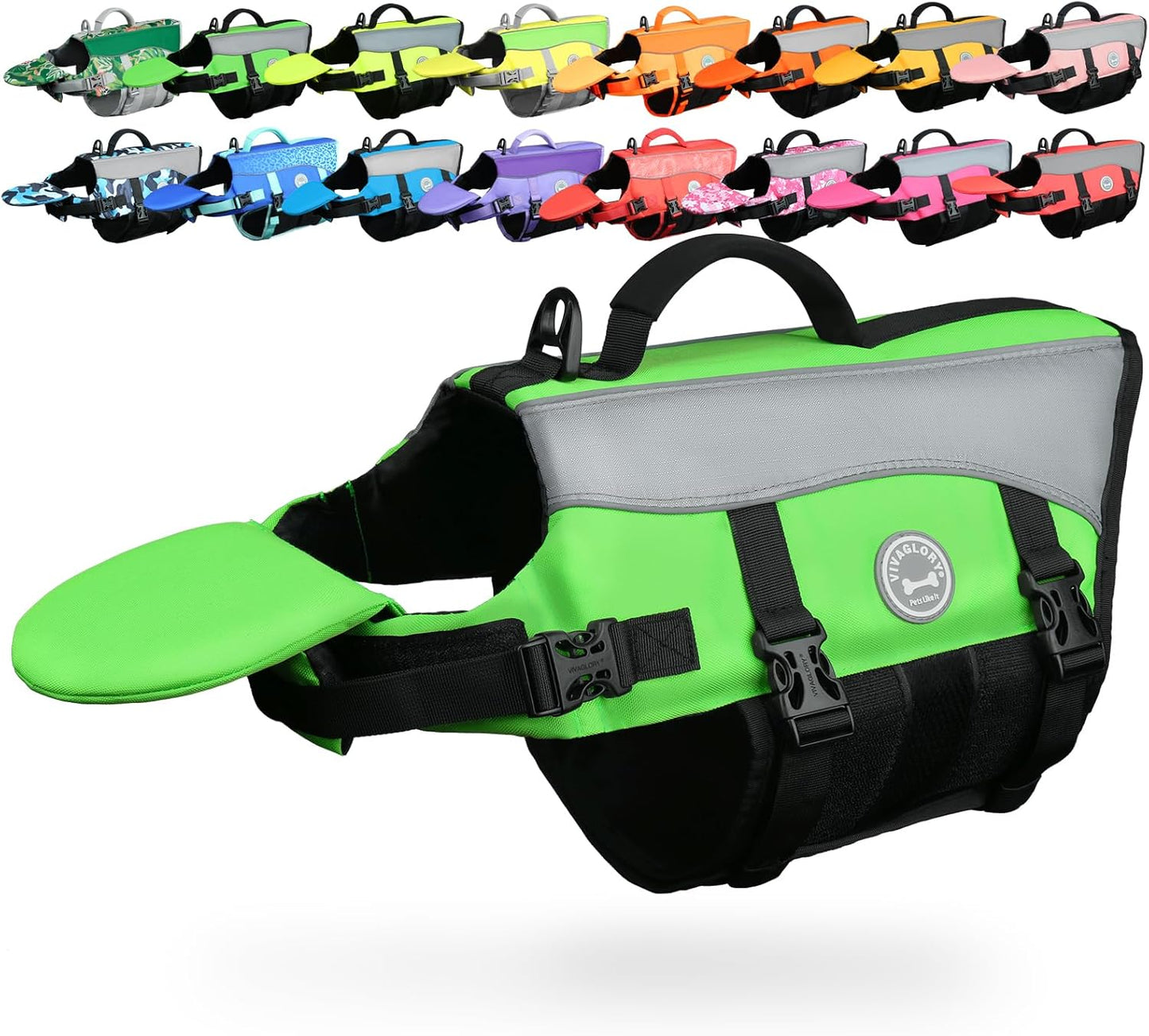 Front Float Dog Life Vest - Premium Life Jacket for Swimming and Boating with Chin Float and Handle, Ripstop Material and Enhanced Buoyancy for Puppies, Size S, Bright Green
