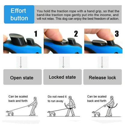 16.5FT Automatic Retractable Dog Leash with Pet Collar - Free Walking Lead (US)