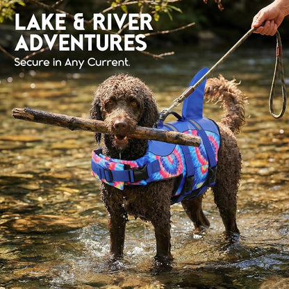 Dog Life Jacket - Pet Safety Vest for Swimming & Boating, Shark Life Jacket with Floatation, Dog Lifesavers Swimsuits for Small Medium Large Dogs (Blue Bandhnu, XS)