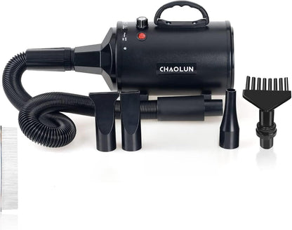 Professional High-Velocity Dog Grooming Dryer with Adjustable Speed and Heating Function, Black