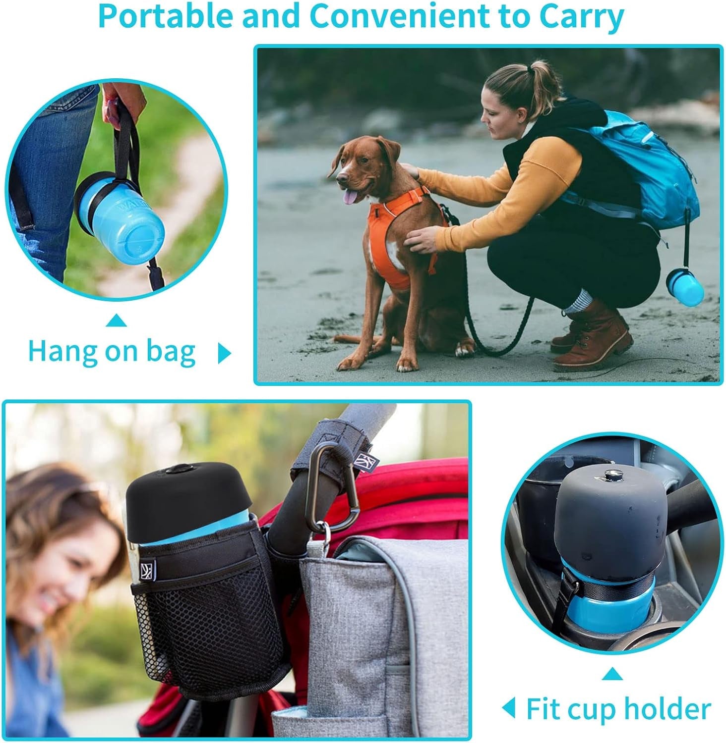 Portable Dog Water Bottle and Bowl Dispenser for Outdoor Activities - Leak Proof and BPA Free Hydration Solution for Dogs