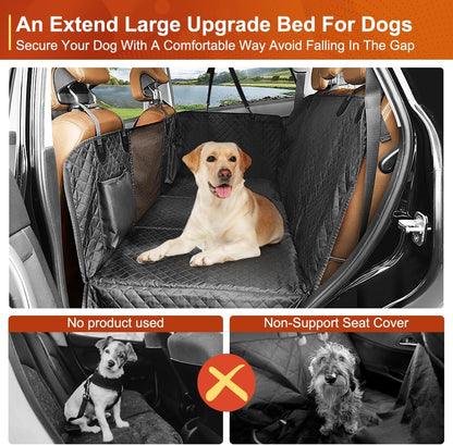 Premium Dog Car Seat Cover and Hammock for Backseat Protection in Cars, Trucks, and SUVs - Durable, Non-Inflatable Design with Hard Bottom Support