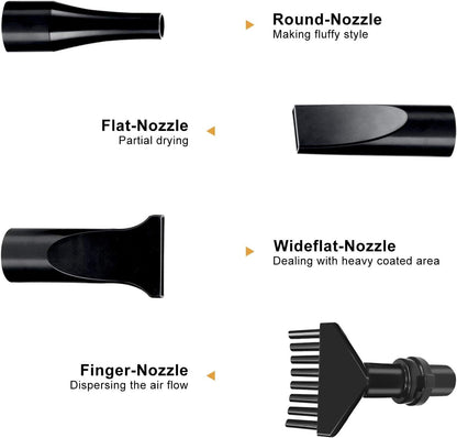 Professional High-Velocity Dog Grooming Dryer with Adjustable Speed and Heating Function, Black
